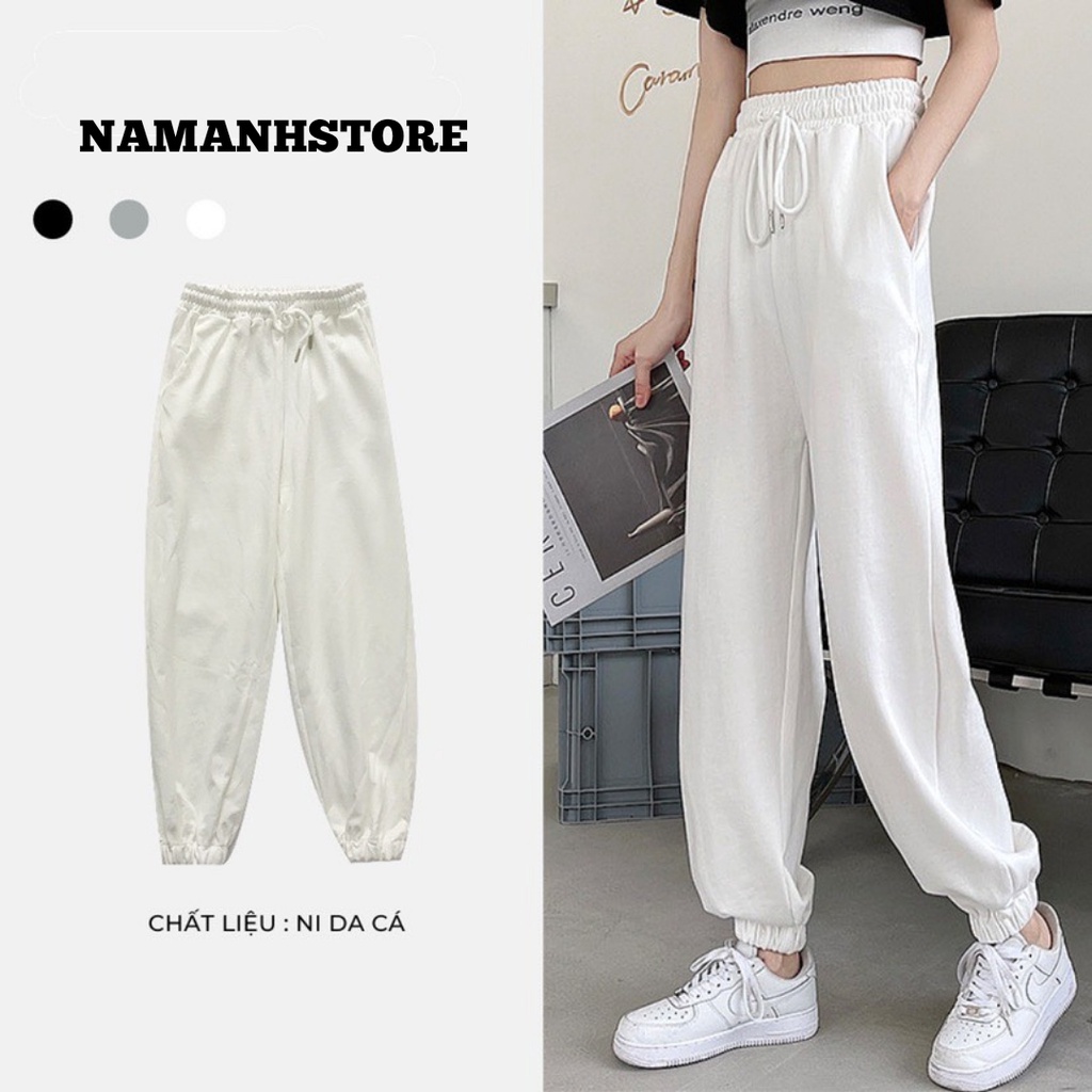Quần jogger ống rộng bo gấu thể thao chất tổ ong phong cách ulzzang 155