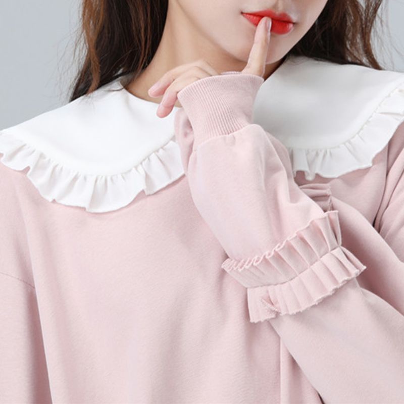 Dasbsug Phụ Nữ Nhật Bản Cô Gái Gothic Cho Búp Bê Có Thể Tháo Rời Giả Cổ Xếp Ly Xù Ve Áo Khăn Choàng Quấn Vai Swee