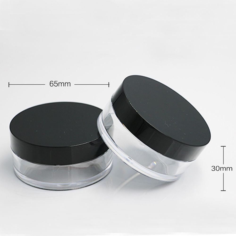 FUHUIOT Loose Powder Pot Cầm Tay Trong Suốt Màu Đen Bột Hộp Bánh Đóng Gói Hộp Đựng Sifter Với Puff Sàng Hộp Đựng Bột Trống