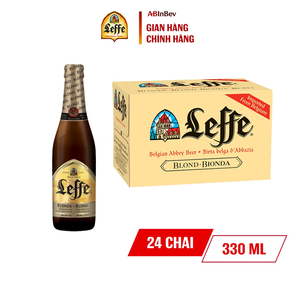 Thùng 24 Chai Leffe Blonde (Leffe Vàng) - Bia Nhập Khẩu