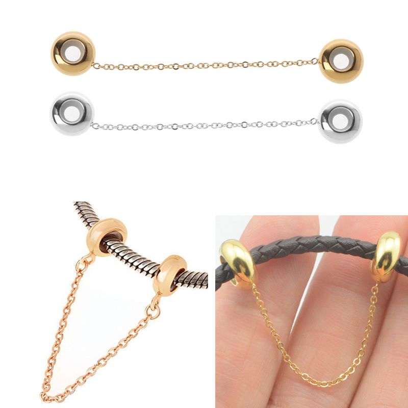 Li Kẹp Hạt Dây Xích An Toàn Phù Hợp Với Ban Đầu Vòng Tay Phụ Kiện Tòn Ten Trang Sức Dành Cho Nữ Mạ Bạc Quyến Rũ Bùa Hộ Mệnh Pendan