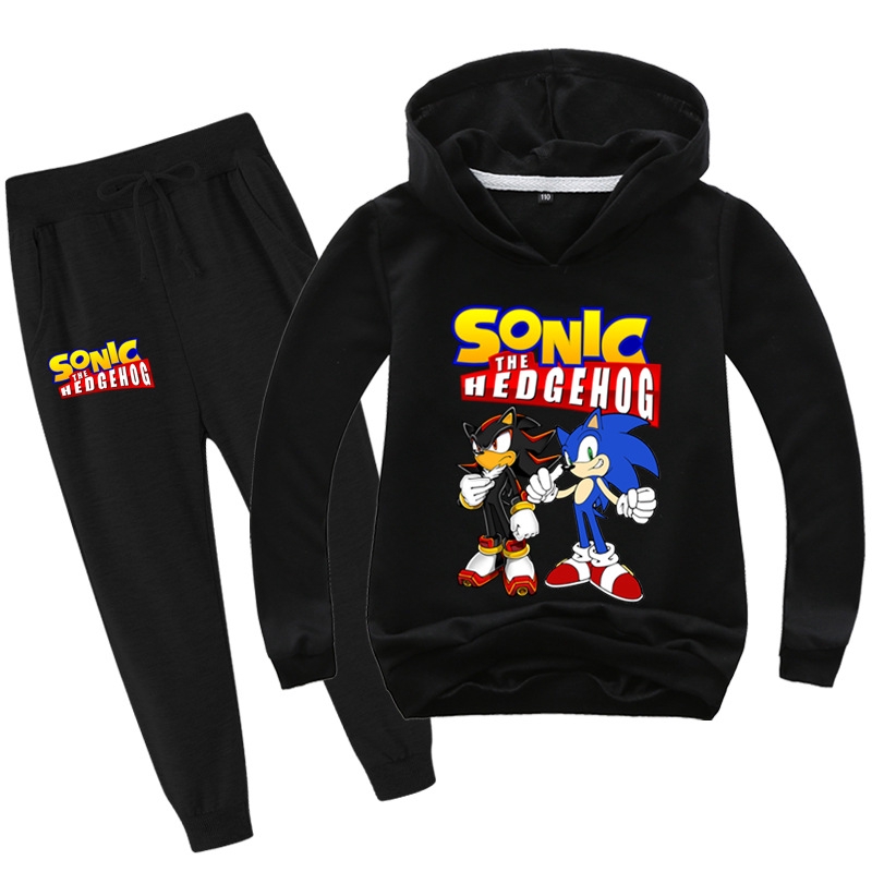 Bộ đồ Sonic the Hedgehog cho bé: áo hoodie và quần, thời trang bé trai