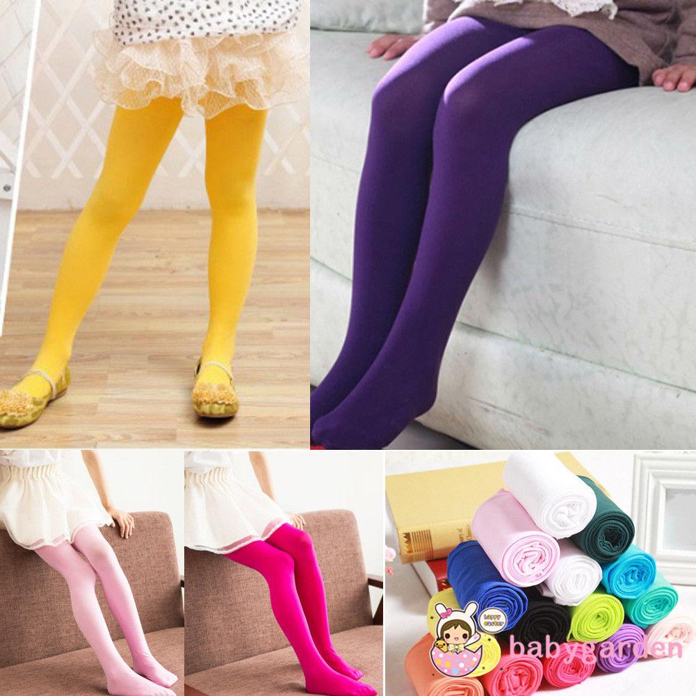 Quần tất bằng vải nhung mềm mại màu kẹo giữ ấm thời trang dành cho bé gái