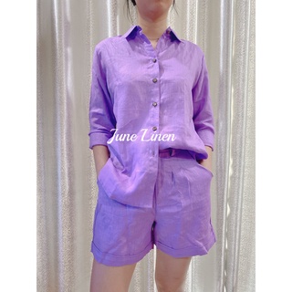 (Sẵn HCM) [JUNE LINEN] S08. Set LINEN TƯNG PREMIUM Áo somi tay dài + short, Fullsize. NHIỀU MÀU.
