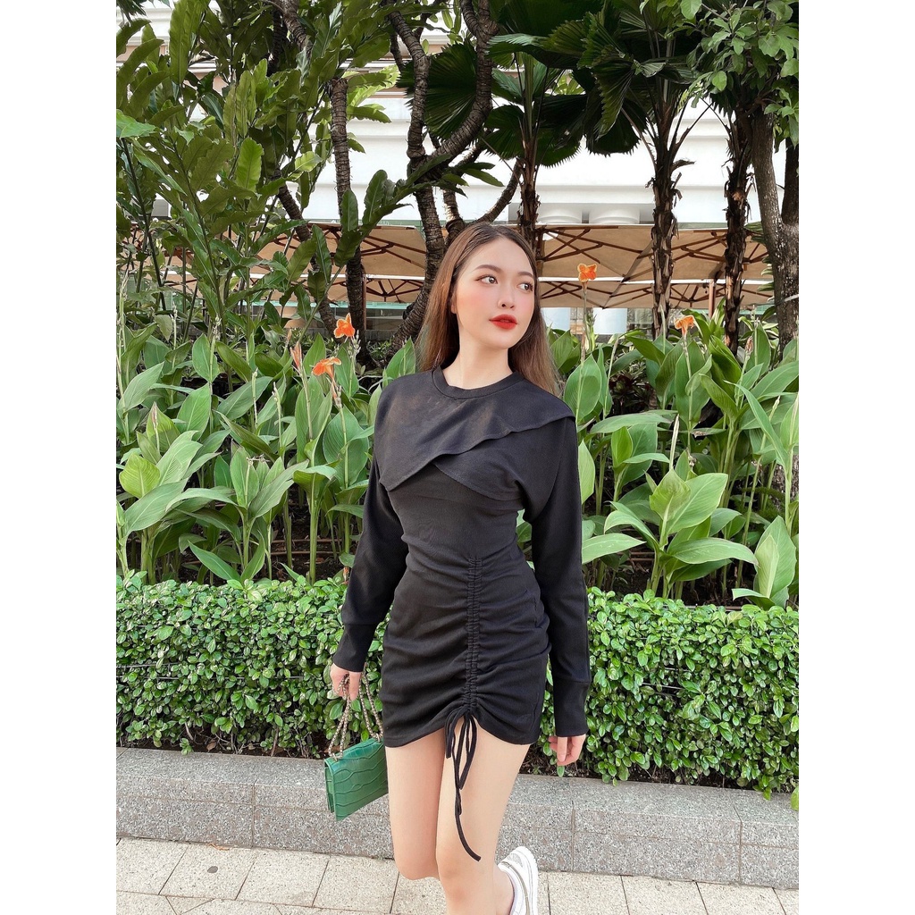 SET ĐẦM DÂY VÀ ÁO LỬNG KHOÁC NGOÀI HAI MÀU - KISS DRESS