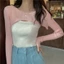 Crop top nữ cao cấp tay dài đan, cổ tròn ôm dáng phong cách Hàn Quốc