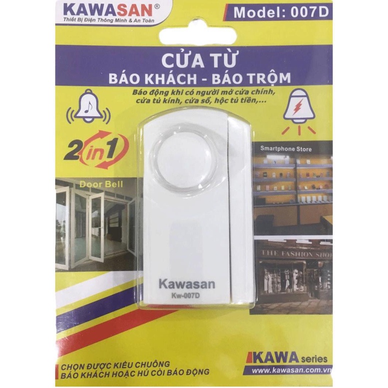 [Chính hãng] Cảm ứng từ báo động báo trộm độc lập không dây lắp cánh cửa Kawa 007D - CAMERA UNIARCH STORE