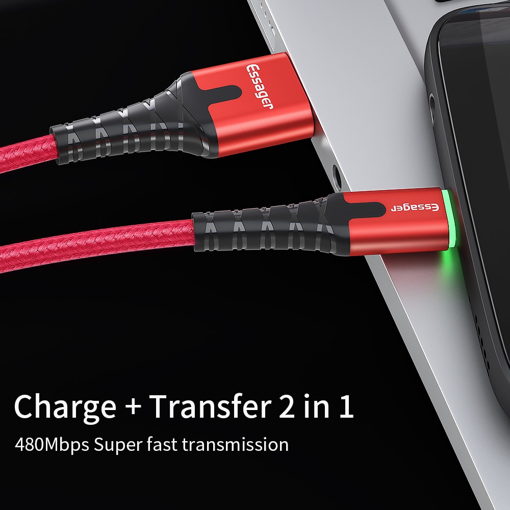 Ảnh Cáp sạc nhanh có đèn LED Essager Micro Type C USB dành Cho điện thoại Samsung Xiaom 3