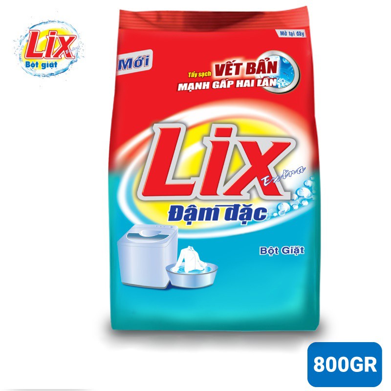 Ảnh Bột giặt Lix Extra đậm đặc 800gr ED002 gấp đôi sức mạnh làm sạch mọi vết bẩn cứng đầu loại bỏ ẩm mốc cho giặt tay và máy 3