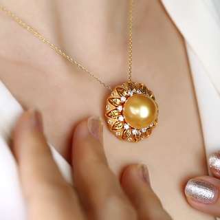 Nhẫn và Mặt Dây Chuyền Cho Bé gái, Thiết Kế Họa Tiết Khắc Vàng trên Bạc Mạ Vàng kèm Ngọc Trai