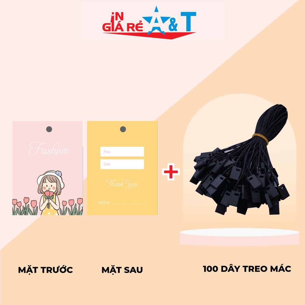 Mác quần áo combo 100 mác + 100 Dây Treo Thẻ Bài - Dây Dù Xâu Tag (Mác) Quần Áo