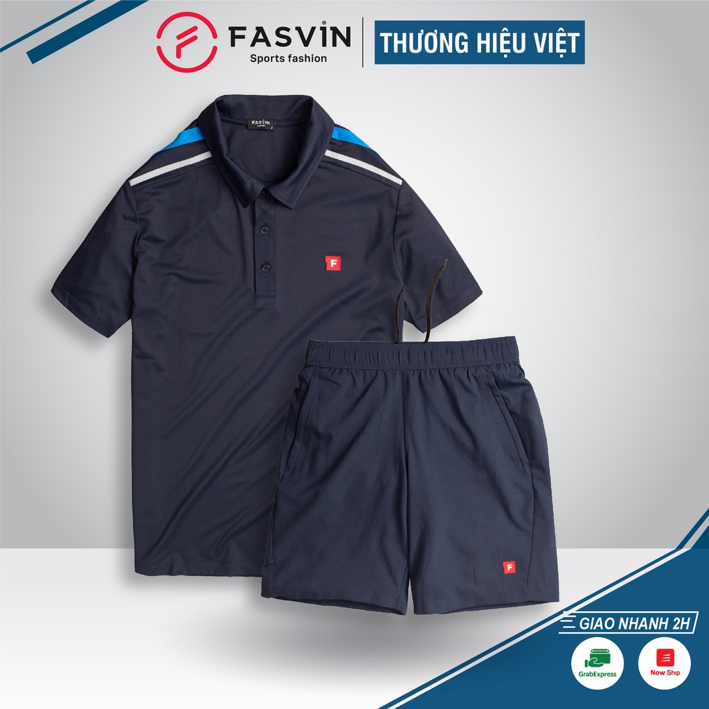 Bộ quần áo thể thao nam Fasvin AB20273.HN cộc tay cổ bẻ vải mềm nhẹ co giãn tốt