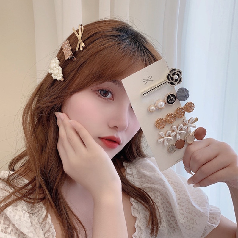 Bộ Kẹp Tóc Acrylic Đính Hạt Ngọc Trai Nhân Tạo Phong Cách Hàn Quốc Link 3 R5