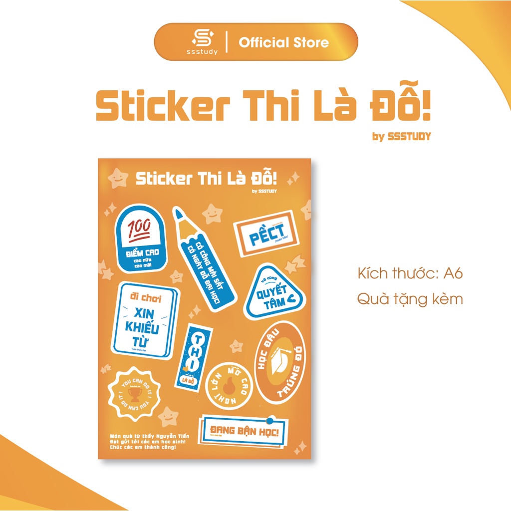 Ảnh Bút chì, Giấy trắc nghiệm và Sticker SSStudy "Thi là đỗ" 3
