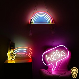 Đèn LED chữ bảng NEON trong suốt  DECOR trang trí phòng ngủ MOXI SIZE LỚN USB TẶNG Miếng dàn tường