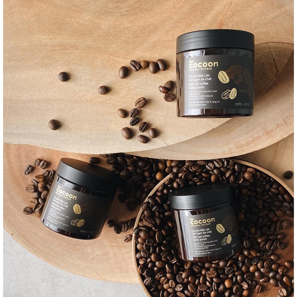 Ảnh Bộ 3 Cà phê Đắk Lắk tẩy da chết cocoon: Cơ thể 200ml + Da mặt 150ml + Son tẩy da chết môi 5g - Thuần Chay 3
