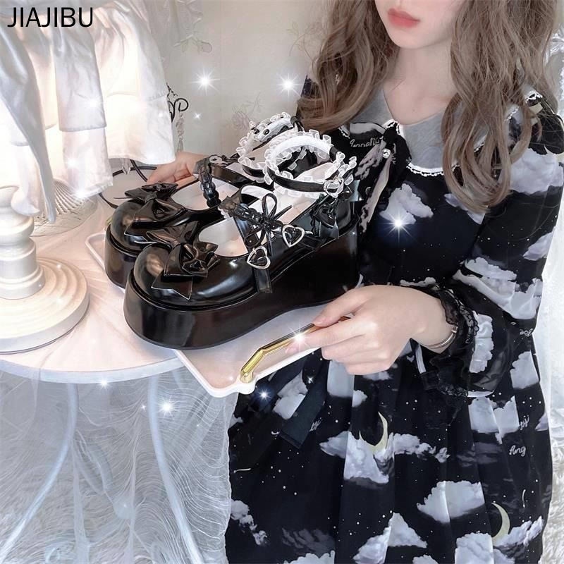 Giày Lolita Phong Cách Công Chúa Dễ Thương Giày Cosplay Giày Da Nơ đen Giày đồng Phục JK Nhật Bản Harajuku Style Pink Platform Mary Jane Shoes Soft Sole Doll Shoes Muffin Shoes Giày Công Chúa Trắng Giày Da Phong Cách Thủy Thủ Phong Cách Nhật Bản