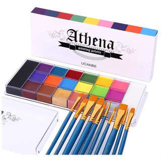 Bộ Sơn Cơ Thể Mặt UCANBE - Bảng Tranh Athena, 10 Bàn Chải Nghệ Sĩ - Chảo Sâu Lớn, Lý Tưởng Cho Tiệc Hóa Trang Halloween SFX Trang Điểm Sân Khấu Nghệ Thuật, Không Độc Hại Cho Người Lớn Trẻ Em