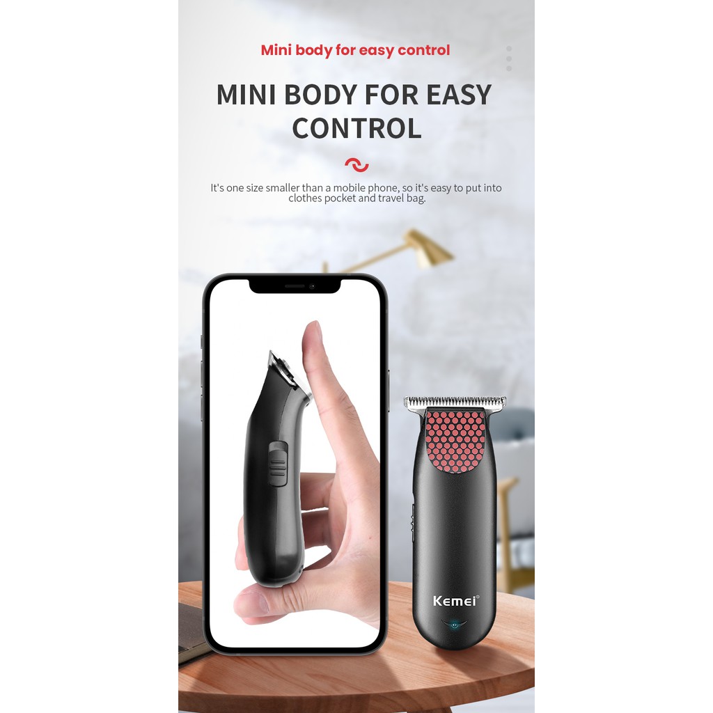 Ảnh Tông đơ cắt tóc cạo râu không dây Kemei KM-889 thiết kế mini mới chuyên dụng cho nam 2