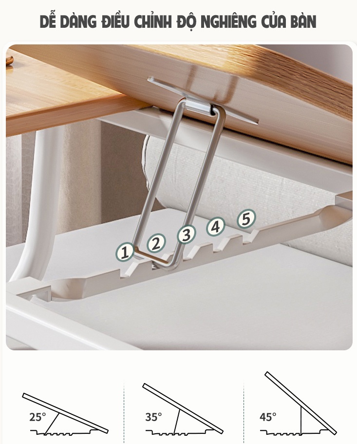 Mô tả Bàn học gấp gọn IGA tùy chỉnh góc nghiêng giảm đau lưng mỏi mắt - GM55 - 7