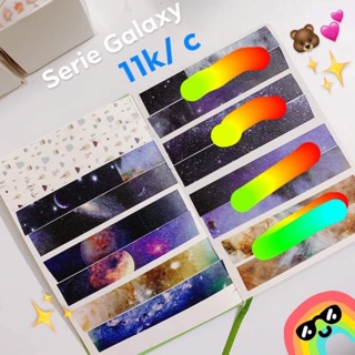 Combo 11 cuộn băng dính trang trí washitape mẫu galaxy, hoa và cổ trang 🐻💕💕