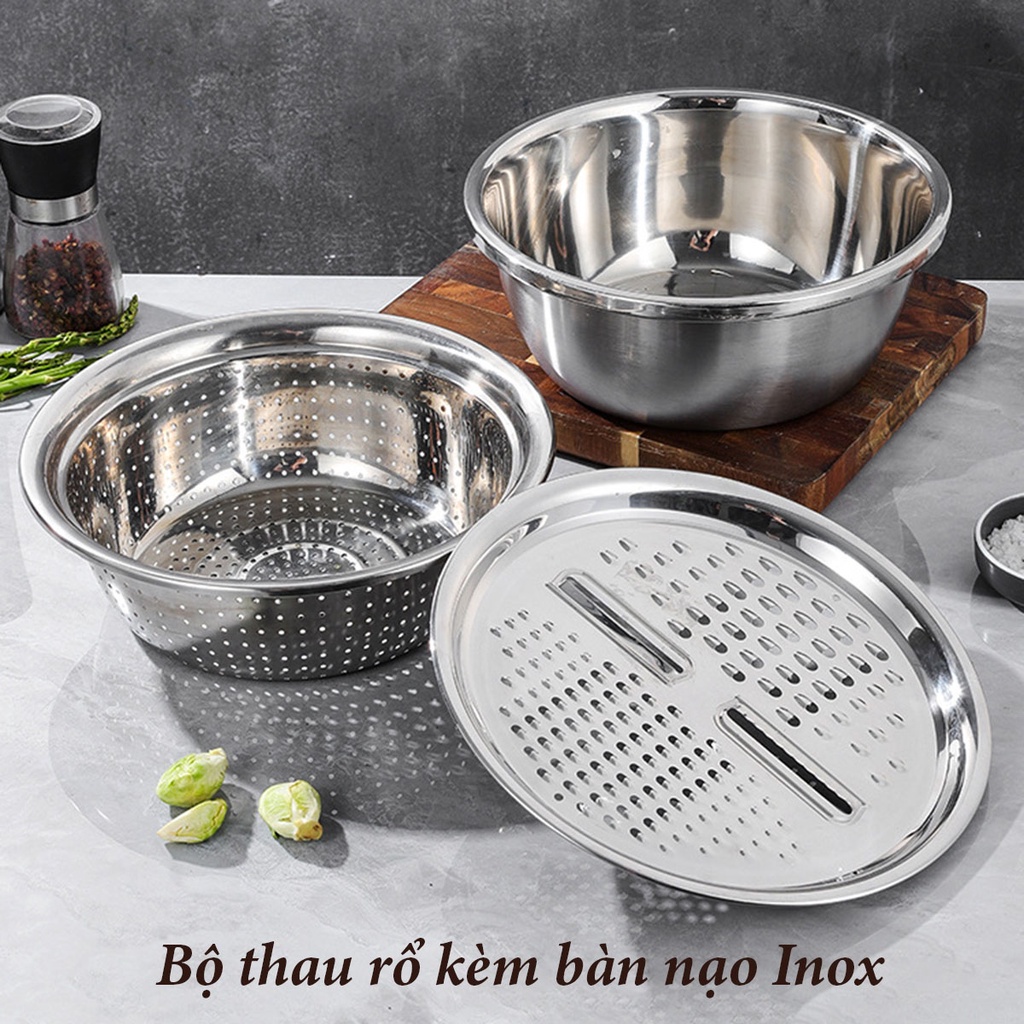 Bộ thau rổ kèm bàn nạo Inox cao cấp - bảo hành trọn đời không gỉ sét ...