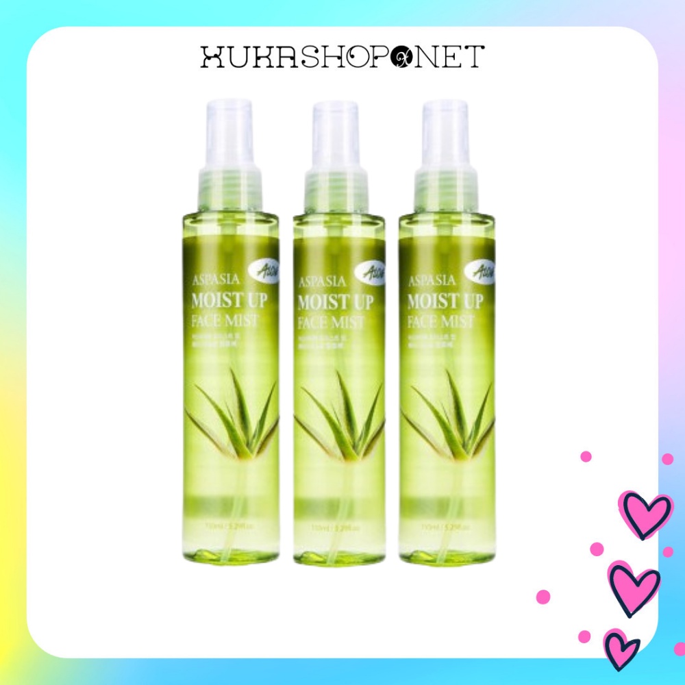 [Chính hãng] Xịt khoáng dưỡng trắng da giữ ẩm Aspasia Moist Up Face Mist Nha đam Hàn Quốc 150ml