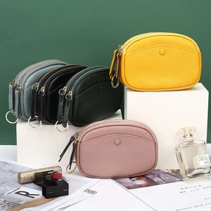 Ví Da Mini Đựng Tiền Xu Có Khóa Kéo Đơn Giản Thời Trang