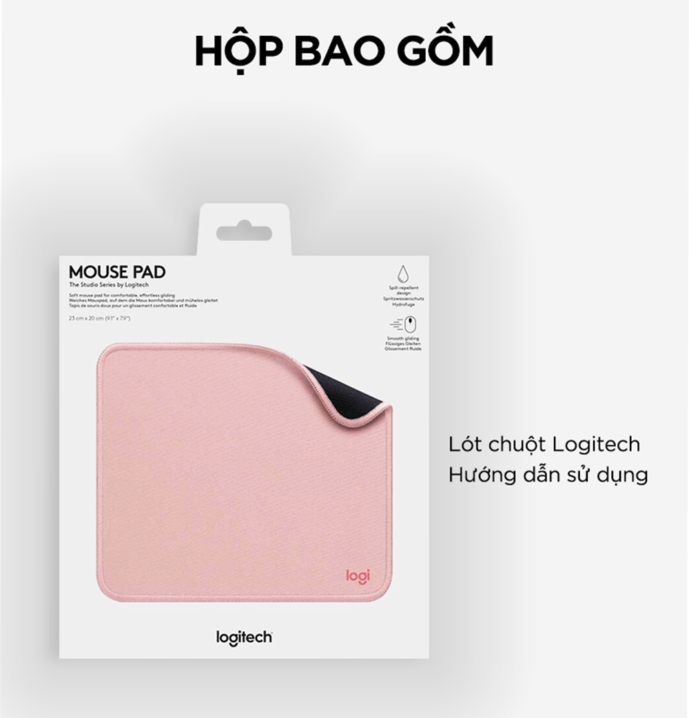 Mô tả Bàn di chuột Logitech Mouse Pad Studio Series - Đế chống trượt, lướt dễ dàng, chống đổ tràn - 11