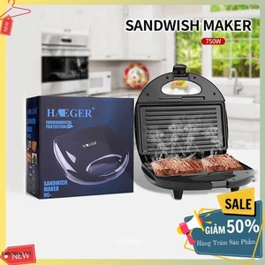 Máy kẹp bánh mì HAEGER RAF 750W làm nóng đều 2 mặt khuôn, bánh thơm ngon