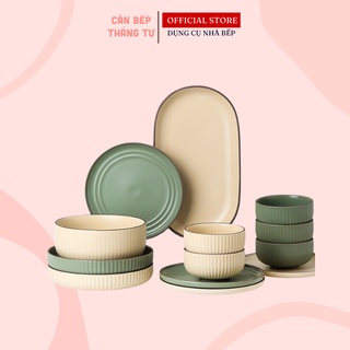 Bộ Chén Bát Đĩa Gốm Sứ Phong Cách Nhật Hiện Đại, Trang Nhã, An Toàn Sức Khỏe CBG01