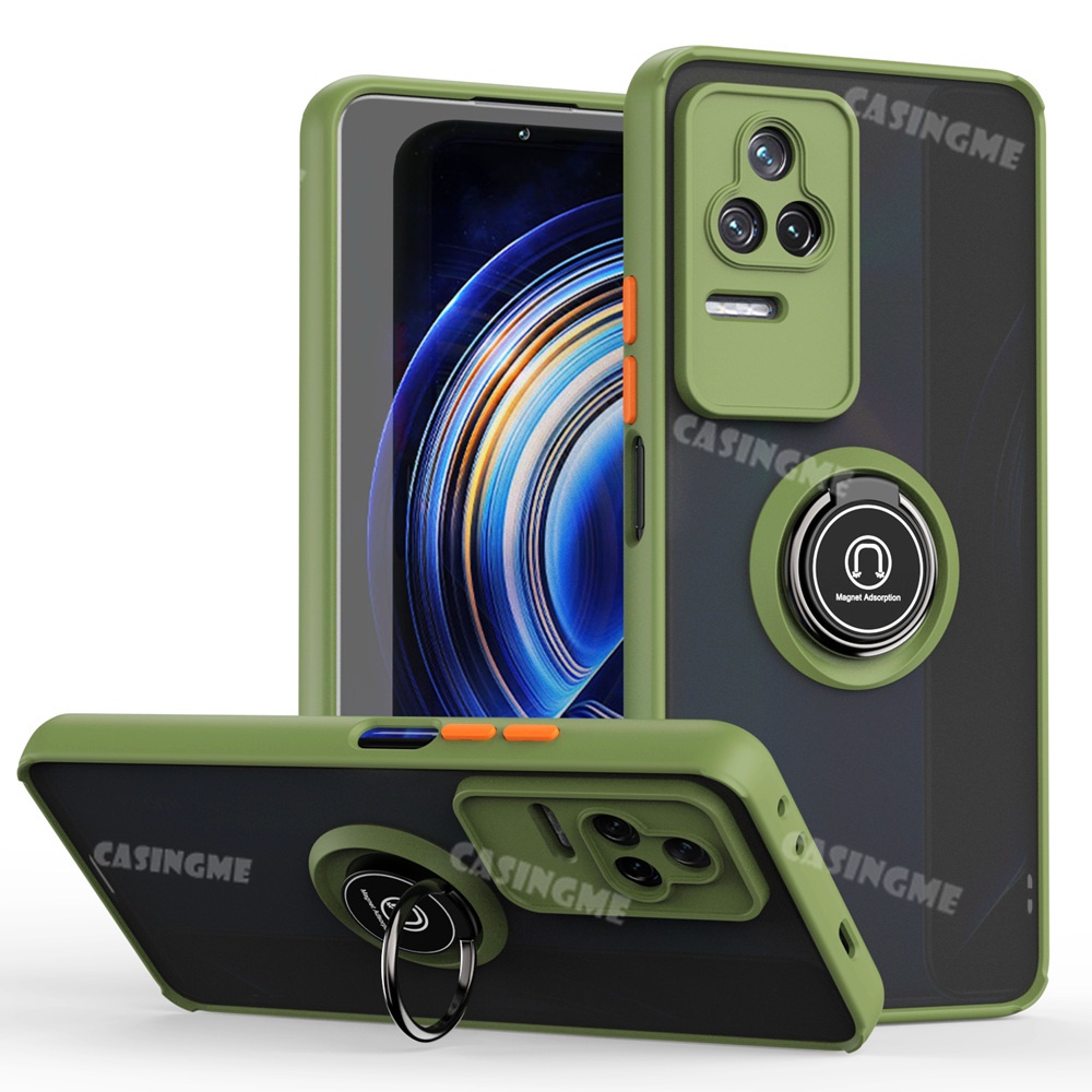 Ốp Điện Thoại Nhám Trong Suốt Chống Sốc Có Vòng Đỡ Nam Châm Thời Trang Cho Xiaomi POCO F4 Redmi K40S K50 Pro