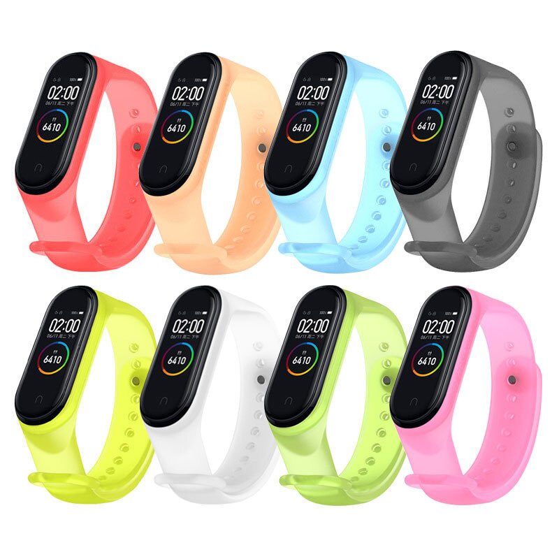 Dây Đeo Thay Thế Bằng Silicone Trong Suốt Nhiều Màu Cho Xiaomi Mi Band 5 6 7 Miband 4 Mi Band 4 3 Xiaomi Mi 4