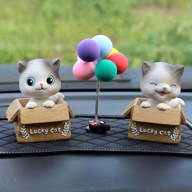 Decor mèo lucky cat dễ thương trang trí taplo ô tô, phụ kiện xe hơi sáng tạo, hoặc để bàn làm việc có tặng kèm sáp thơm