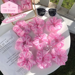 Scrunchies cột tóc màu trơn phi bóng buộc tóc gọn phù hợp mọi lứa tuổi nhiều màu chất liệu Satin bóng đẹp