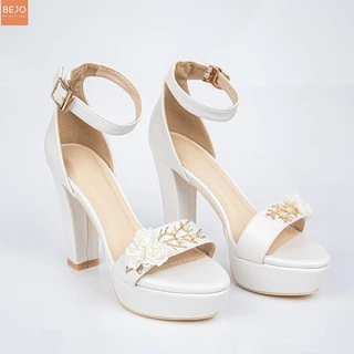 GIÀY CƯỚI CÔ DÂU BEJO H92 ,3 HOA, CÀNH VÀNG - WEDDING SHOES