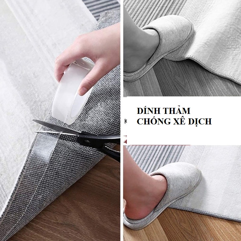 Băng Dính 2 Mặt Siêu Dính, Băng Keo Trong Suốt Nano 3m Dán Tường Đa Năng
