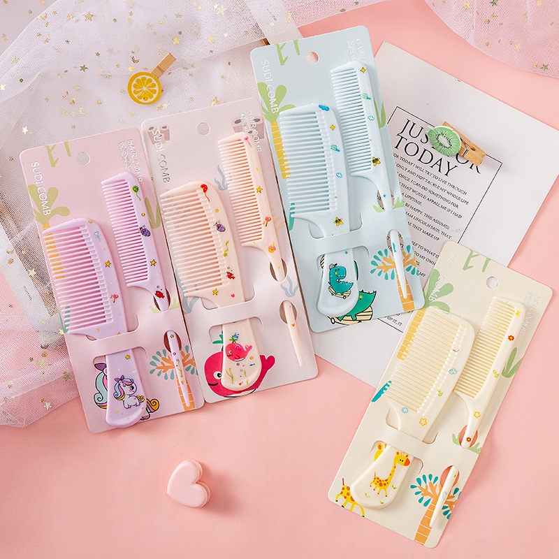 Set 2 Lược Chải Tóc Mini Bỏ Túi Tiện Dụng Dễ Thương Phụ Kiện Cho Nữ