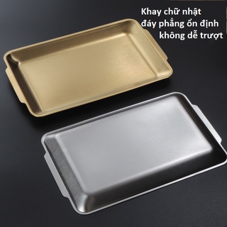 Khay Chữ Nhật  36*20cm Inox 304 mạ titanium Vàng Đựng Thức Ăn Gia Đình-Nhà Hàng..