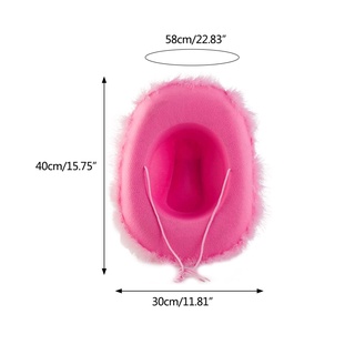 Nón Cao Bồi Cao Bồi Phối Lông Vũ Màu Hồng Thời Trang Cho Nữ