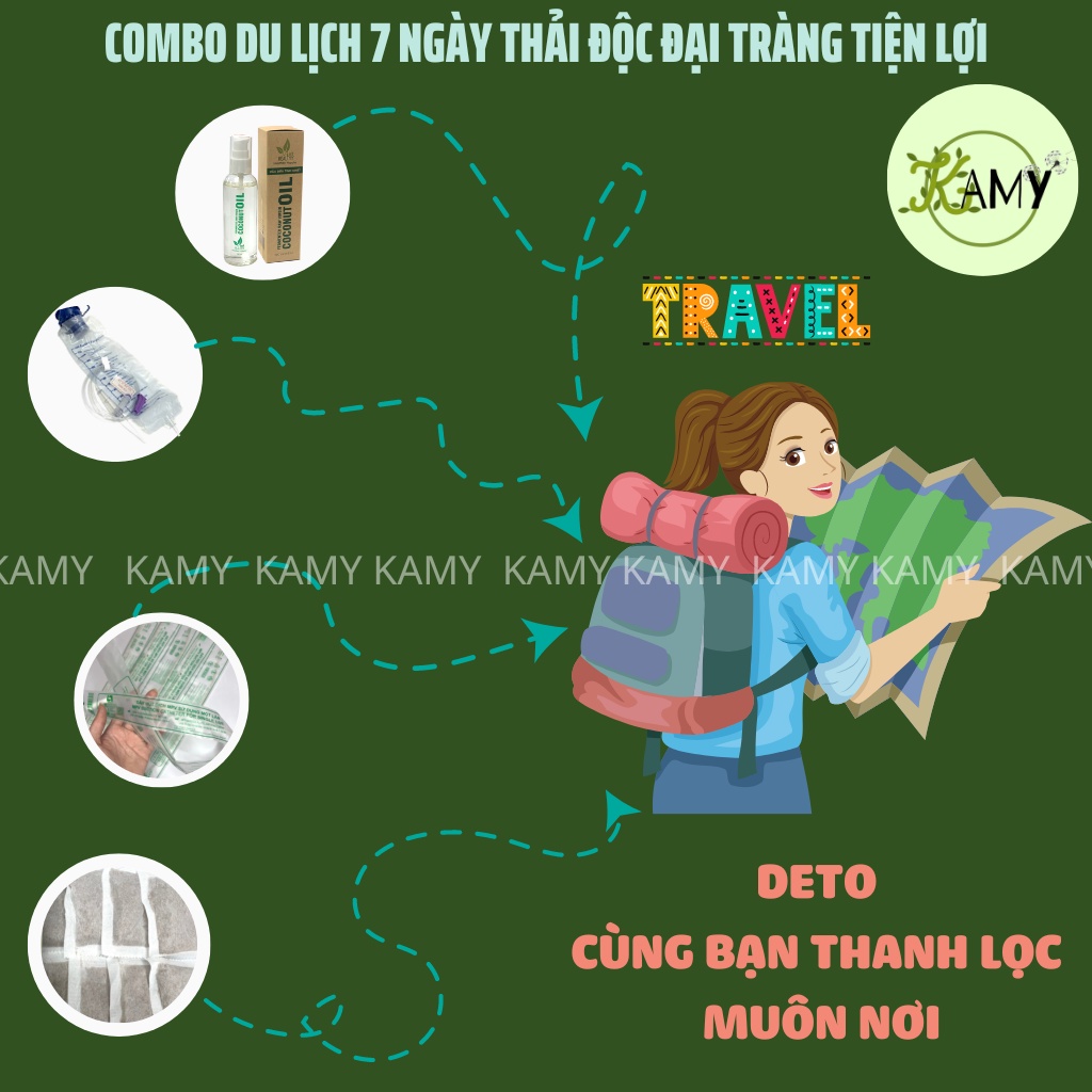 COMBO thải độc đại tràng DU LỊCH gọn gàng, thông minh (1 túi 1 dầu 10 cà phê 3 dây truyền)