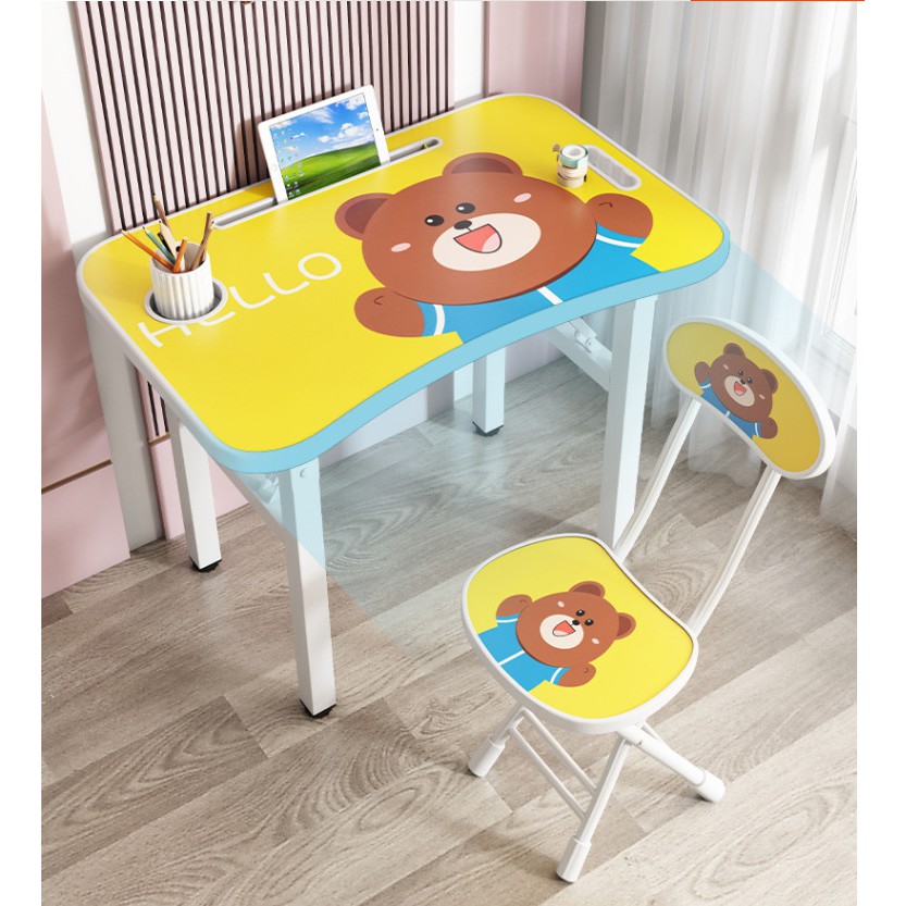 Bàn học sinh gấp gọn, bộ bàn ghế học sinh in họa tiết | Shopee Việt Nam