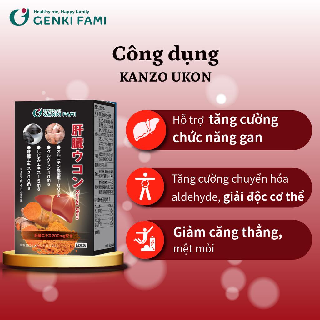 Ảnh Combo Viên Uống Bổ Gan Giảm Mệt Mỏi Kanzo Ukon, Tăng Cường Sinh Lý, Sức Khỏe Nam Supo Maca Genki Fami Nhật Bản 2