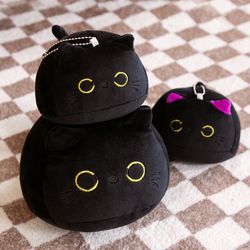 Rytanda Black Cat Plush Toys Búp bê nhồi bông hình mèo gối ôm dài trang trí phòng ngủ làm quà tặng sinh nhật cho trẻ em