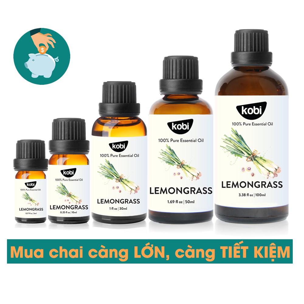 Ảnh Tinh dầu Sả Chanh Kobi Lemongrass essential oil giúp khử mùi, thơm phòng, đuổi, chống và diệt muỗi - 10ml 4