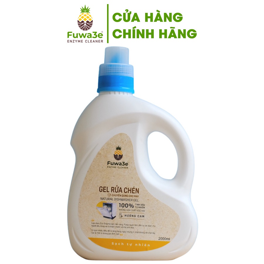 Nước rửa chén hữu cơ Fuwa3e cho máy rửa chén dạng gel sạch bóng dầu mỡ, bảo vệ máy rửa chén (2L)