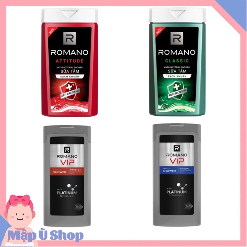 Dầu gội Sữa tắm nam Romano sạch khuẩn - Romano Vip 180g / 650g | Shopee ...