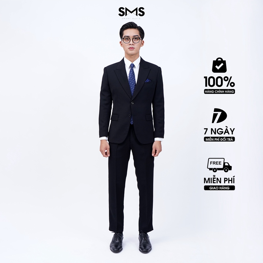 [Mã BMLTA35 giảm đến 35K đơn 99K] Vest nam đen, 2 khuy 2 túi, suits sartorial, chuẩn form Smart Suits