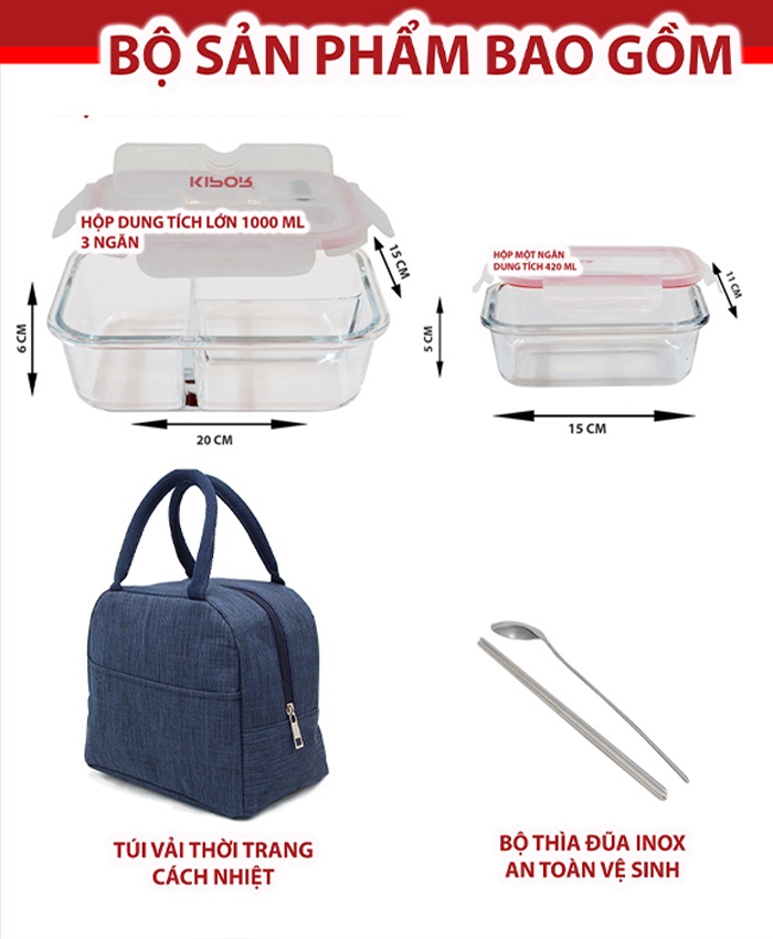Mô tả Hộp cơm văn phòng KIPOR KP-HC01 - Thuỷ tinh cao cấp dùng được trong lò vi sóng - Chống tràn, tiện lợi - Hàng chính hãng - 7