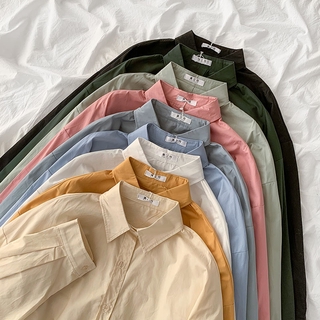 Áo Sơ Mi Nữ Tay Dài Dáng Rộng Phong Cách Hàn Quốc baju baju wanita Lenan panjang kemeja